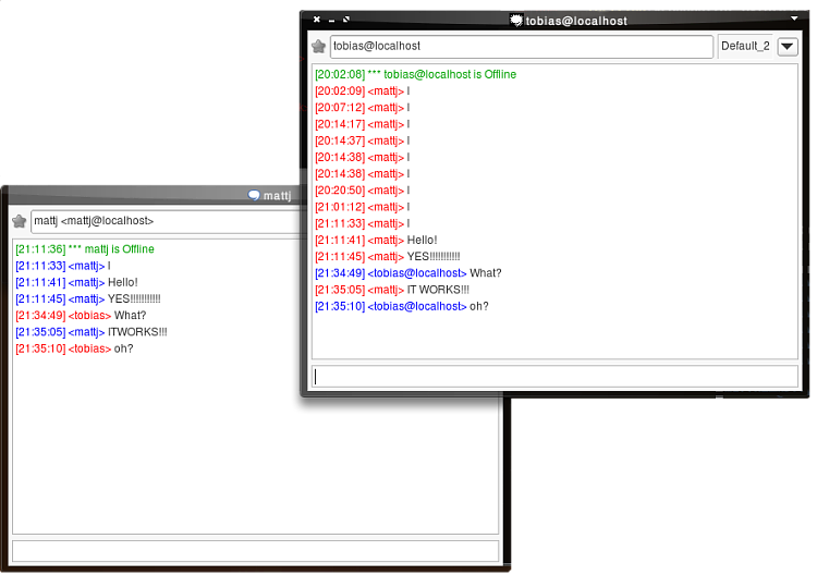 Prosody (then lxmppd) routes messages for the first time